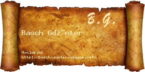 Basch Günter névjegykártya